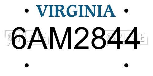 6AM2844 Virginia License Plate