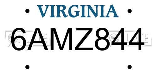 6AMZ844 Virginia License Plate
