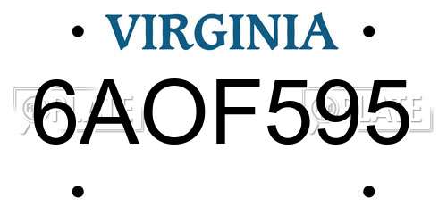 6AOF595 Virginia License Plate