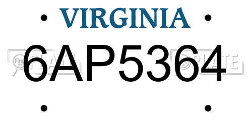 6AP5364 Virginia License Plate