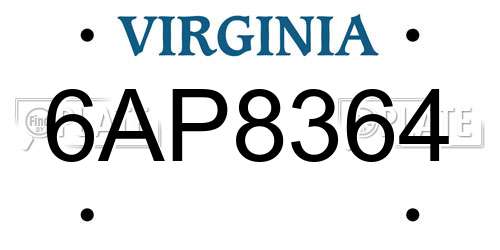 6AP8364 Virginia License Plate