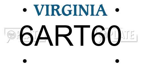 6ART60 Virginia License Plate