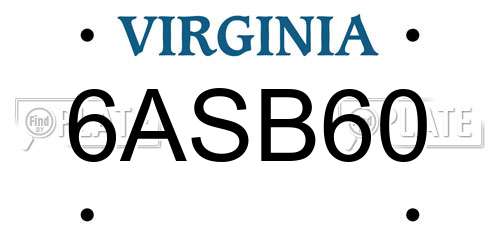 6ASB60 Virginia License Plate