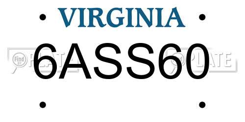 6ASS60 Virginia License Plate