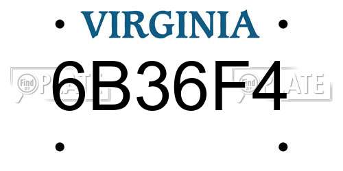 6B36F4 Virginia License Plate
