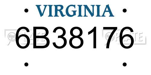 6B38176 Virginia License Plate