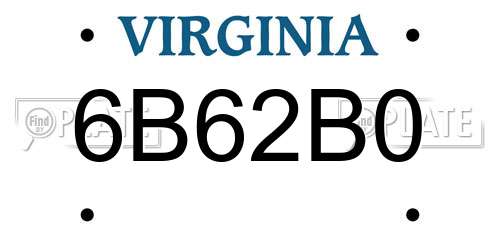 6B62B0 Virginia License Plate