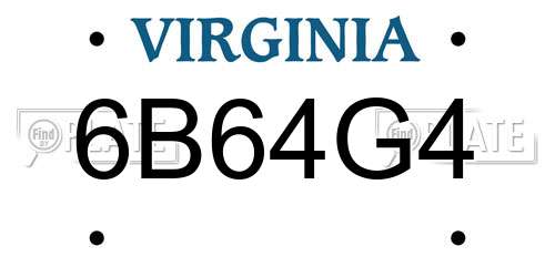 6B64G4 Virginia License Plate