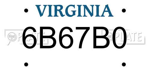 6B67B0 Virginia License Plate
