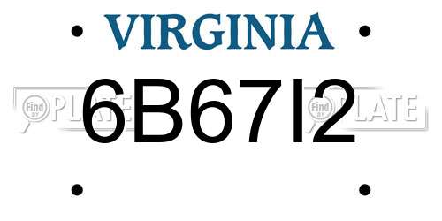 6B67I2 Virginia License Plate