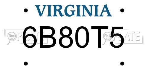 6B80T5 Virginia License Plate