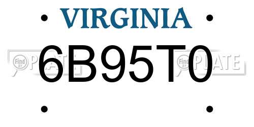 6B95T0 Virginia License Plate