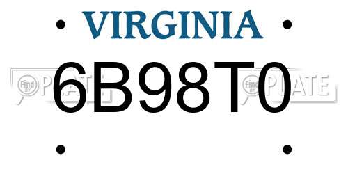 6B98T0 Virginia License Plate