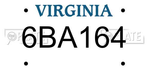6BA164 Virginia License Plate
