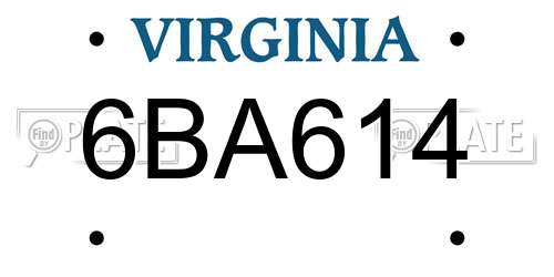 6BA614 Virginia License Plate