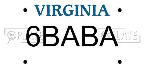 6BABA Virginia License Plate