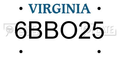 6BBO25 Virginia License Plate