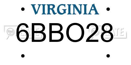 6BBO28 Virginia License Plate