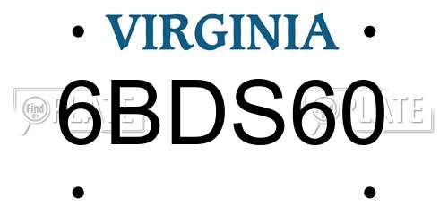 6BDS60 Virginia License Plate