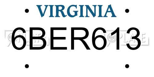 6BER613 Virginia License Plate