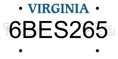 6BES265 Virginia License Plate