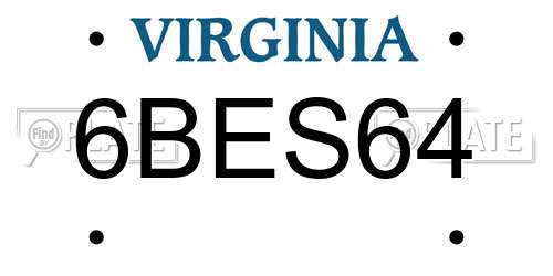 6BES64 Virginia License Plate
