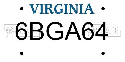 6BGA64 Virginia License Plate