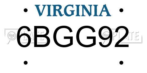 6BGG92 Virginia License Plate