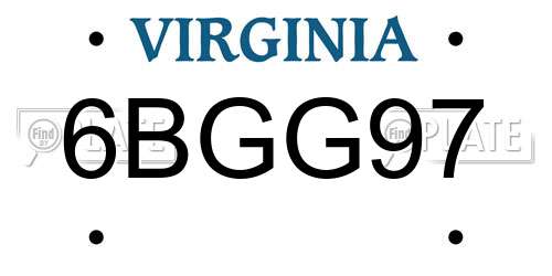 6BGG97 Virginia License Plate
