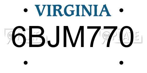 6BJM770 Virginia License Plate