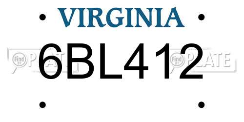 6BL412 Virginia License Plate
