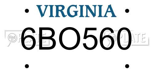 6BO560 Virginia License Plate