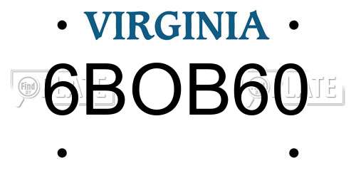 6BOB60 Virginia License Plate