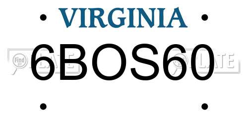 6BOS60 Virginia License Plate