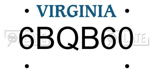 6BQB60 Virginia License Plate