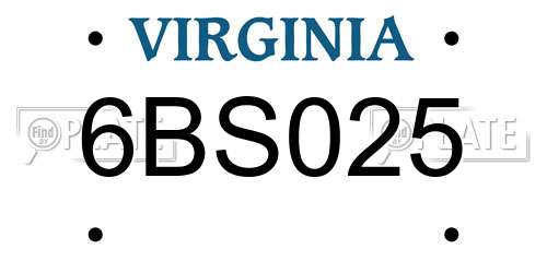 6BS025 Virginia License Plate
