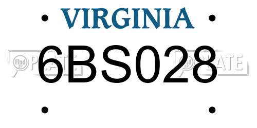 6BS028 Virginia License Plate