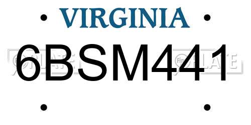 6BSM441 Virginia License Plate