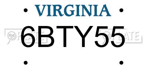 6BTY55 Virginia License Plate