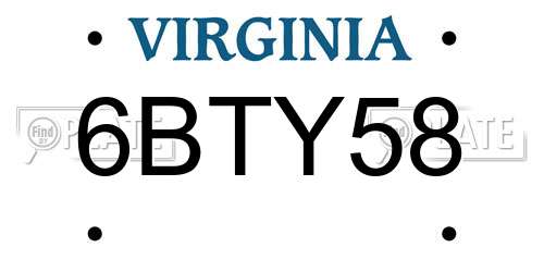 6BTY58 Virginia License Plate