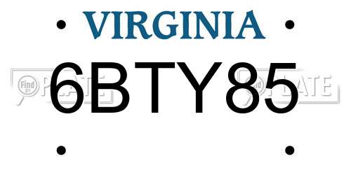 6BTY85 Virginia License Plate