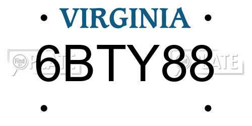 6BTY88 Virginia License Plate