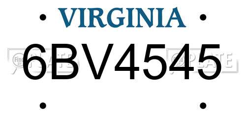 6BV4545 Virginia License Plate