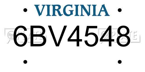 6BV4548 Virginia License Plate