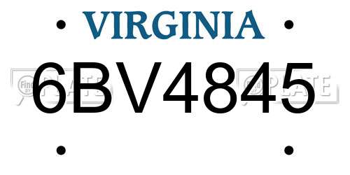 6BV4845 Virginia License Plate