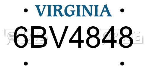 6BV4848 Virginia License Plate