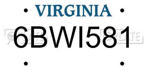 6BWI581 Virginia License Plate
