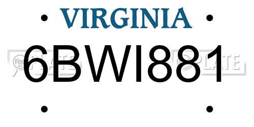 6BWI881 Virginia License Plate