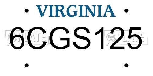 6CGS125 Virginia License Plate