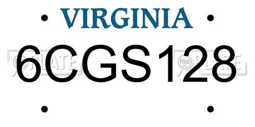 6CGS128 Virginia License Plate